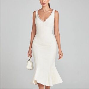 NADINE MERABI Ivory Satin Dress